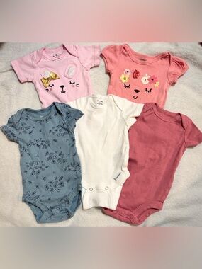 5pc Newborn Baby Girl Onesie Bundle | Gerber, Carter’s, Just Born